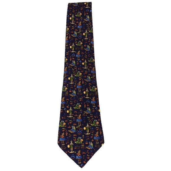 Salvatore Ferragamo Neck Tie Asian Print Blue Silk - Picture 4 of 7